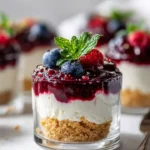 No-bake burrata cheesecake cups with fresh berries on top