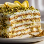No-bake lemon pistachio icebox dessert with zesty lemon and crunchy pistachios