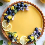 No-Bake Lemon Tart with fresh lemon slices and whipped cream topping