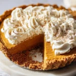No-Bake Pumpkin Pie topped with a cloud of whipped cream