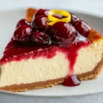 Creamy ricotta cheesecake with a golden crust and fresh berries on top