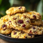 Orange Cranberry Almond Cookies displayed on a rustic wooden table