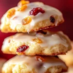 Orange Cranberry Ricotta Cookies stacked on a plate
