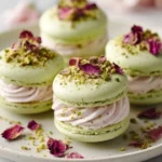 Persian Pistachio Rose Cloud Sandwiches served on a decorative plate