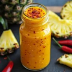 Bottle of Pineapple Habanero Hot Sauce with tropical and spicy flavor profile