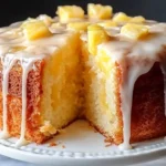 Delicious Pineapple Juice Cake topped with fresh pineapple slices