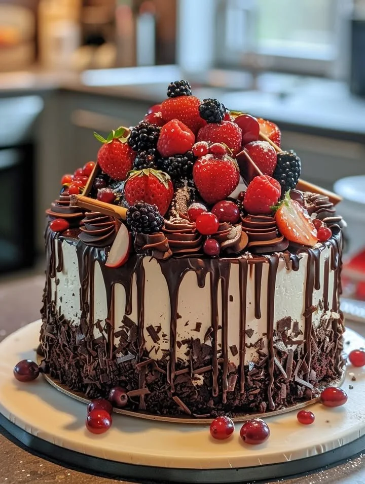 Slice of delicious Red Velvet Cheesecake Cake garnished with cream cheese frosting