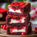 Red velvet cream cheese brownies topped with cream cheese frosting