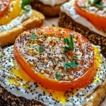 Ricotta Tomato Sourdough Toast with fresh tomatoes and herbs