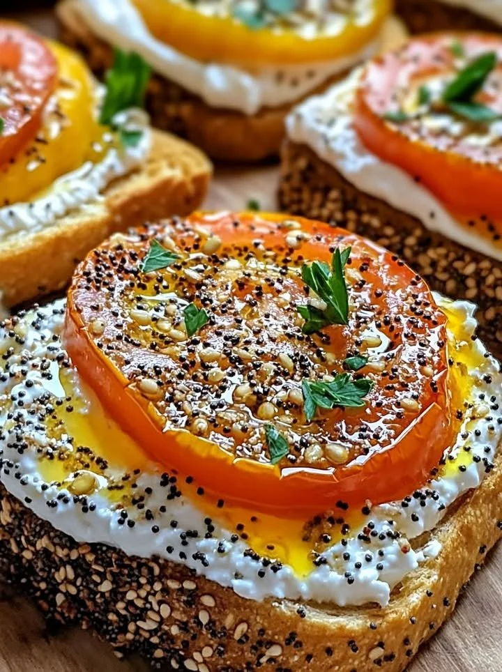 Ricotta Tomato Sourdough Toast with fresh tomatoes and herbs