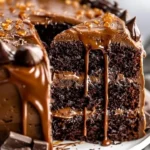 Delicious Salted Caramel Chocolate Cake with rich chocolate layers and caramel drizzle