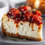 Savory cheesecake with roasted tomato jam and a parmesan crust