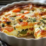 Savory vegetable cheese egg bake with colorful vegetables and melted cheese