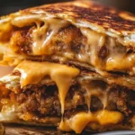 Smash Burger Quesadilla with juicy beef and melted cheese in a crispy cheese crust