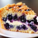 Sour cream blueberry coffee cake with fresh blueberries and crumb topping