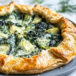 Spinach Artichoke Dip Galette with creamy filling in a flaky crust