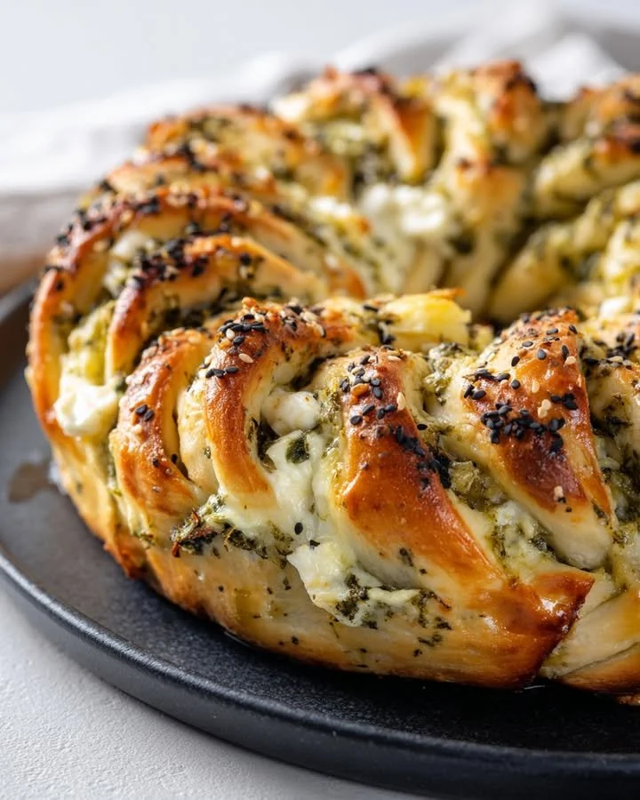 Delicious Spinach-Artichoke Pull-Apart Star Bread fresh out of the oven.