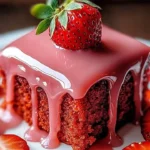 Delicious Strawberry Glaze Cake with fresh berry topping and creamy frosting