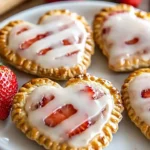 Delicious homemade strawberry hand pies on a wooden table