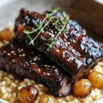 Delicious short ribs slow-cooked in cola served with creamy parmesan risotto