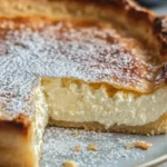 Delicious sweet and creamy Italian ricotta pie on a plate.