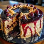 Decadent peanut butter jelly cheesecake with a luscious topping and crust.