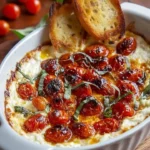 Three-Cheese Tomato Bruschetta Dip served in a bowl with fresh ingredients