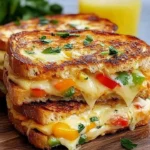 Delicious cheesy veggie sandwich grilled to perfection with fresh vegetables