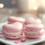 Delicious heart-shaped Valentine's macarons in festive colors for a romantic gift.
